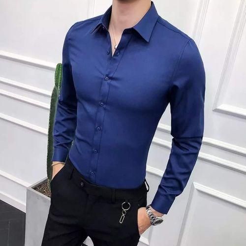 Navy Blue Turkey Men's Official Long Sleeve Formal Shirt